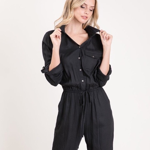 Sale SATIN BLOUSE TOP JUMPSUIT - Picture 4 of 7